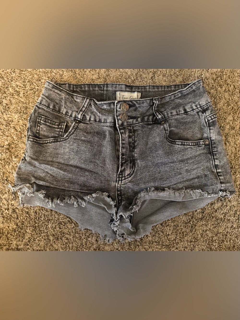 True Gypsy Washed Gray Distressed Denim Shorts